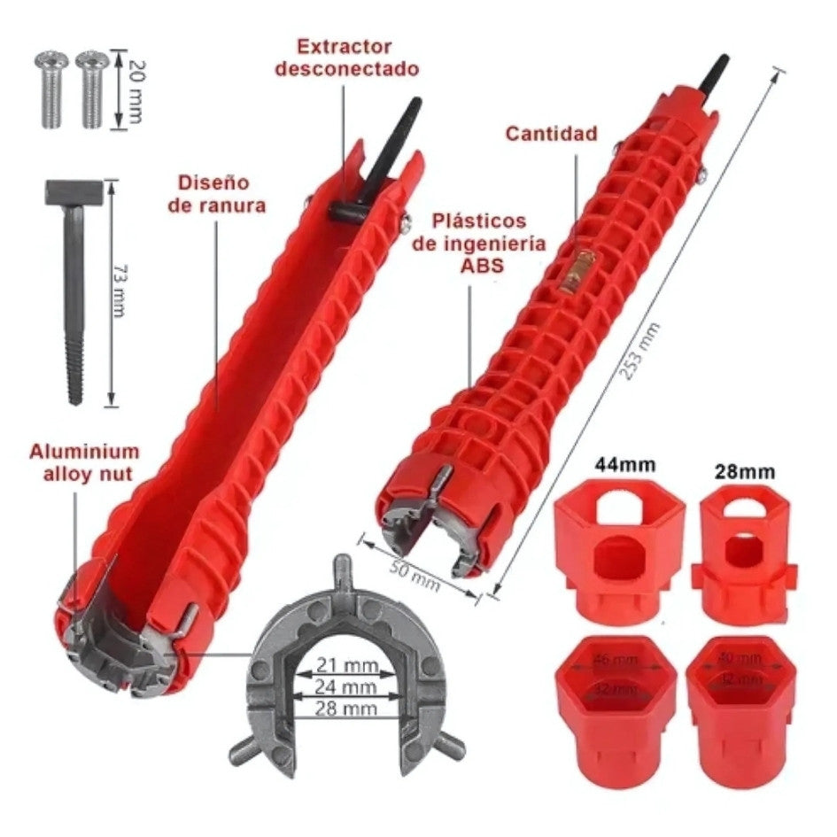 Llave de Gasfitería Multifunción 8 en 1