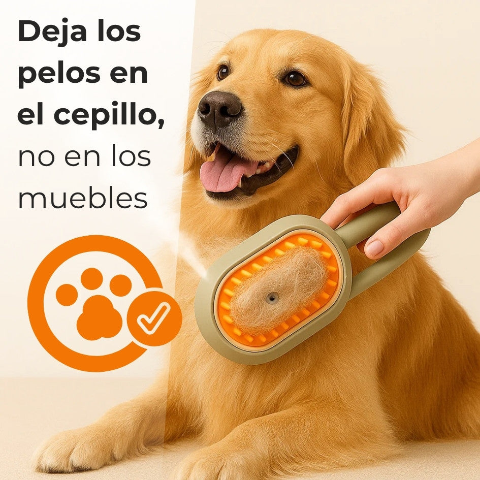 Cepillo a Vapor para Mascotas | Desenreda, desodoriza y relaja todo en uno.