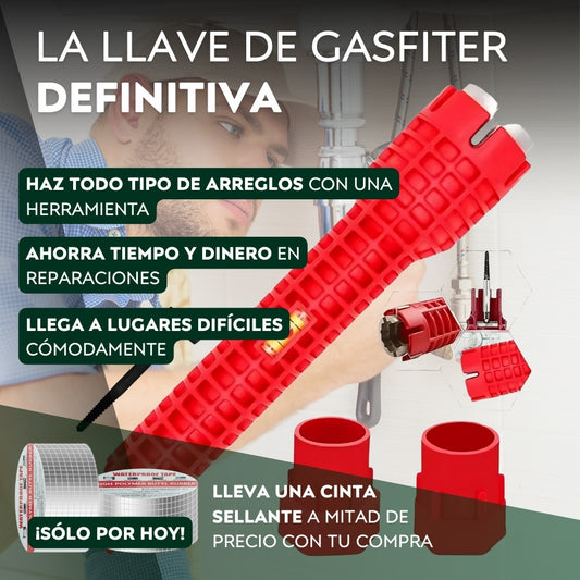 Llave de Gasfitería Multifunción 8 en 1