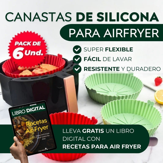 Pack de 6 Canastas de Silicona para Air Fryer + REGALO