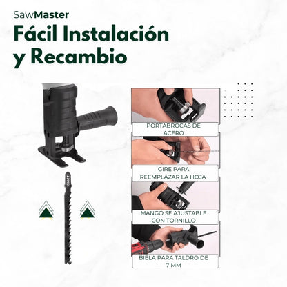SawMaster™ Adaptador de Sierra para Taladro + 3 Hojas Alemanas de Regalo 🎁