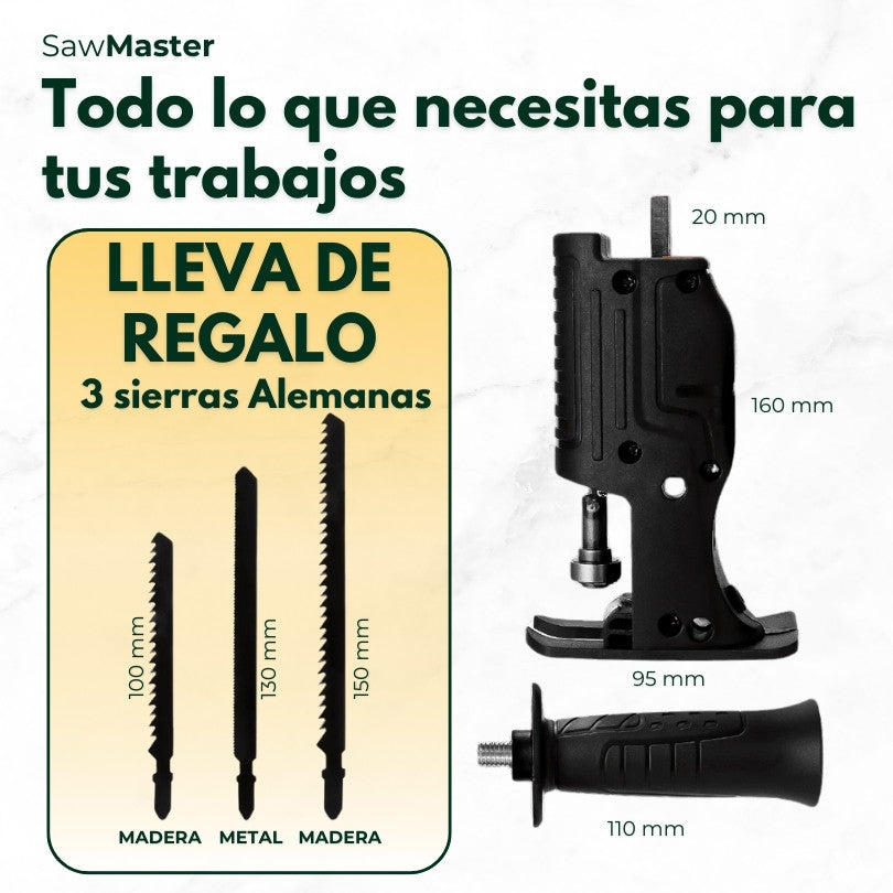 SawMaster™ Adaptador de Sierra para Taladro + 3 Hojas Alemanas de Regalo 🎁