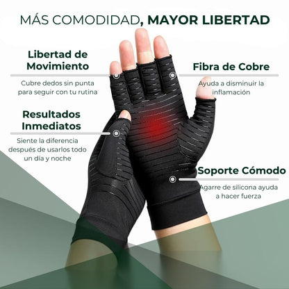 Guantes de Compresión de Cobre - Reduce el dolor causado por la artritis y tendinitis.