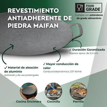 Plancha Antiadherente Premium 38cm + REGALOS