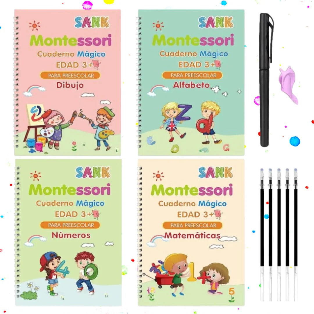 Set 4 Cuadernos Caligrafía Montessori + Regalos